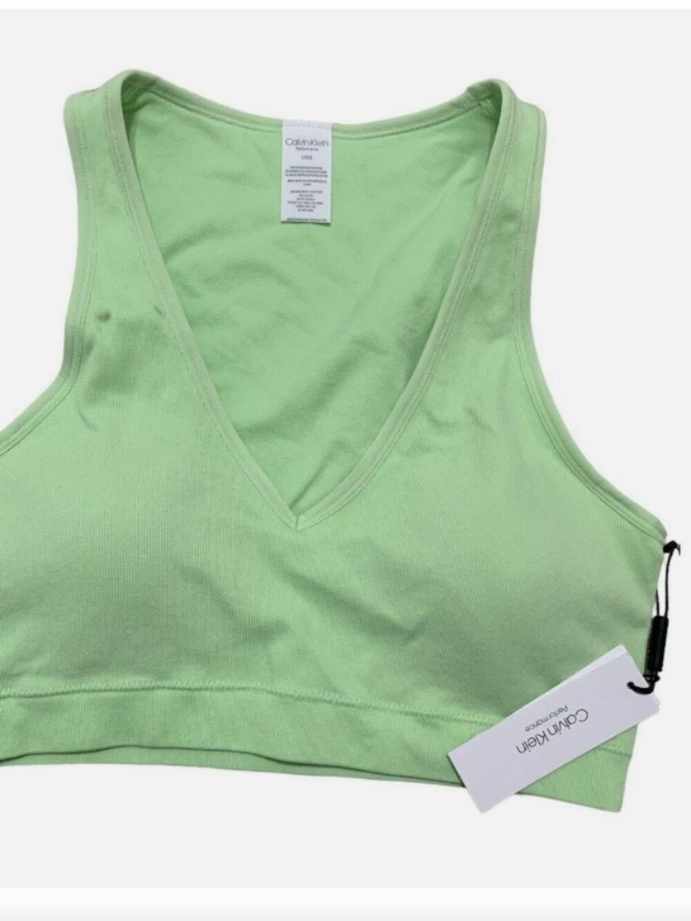 Calvin Klein Performance Women's Ribbed Sports Bra Green Large